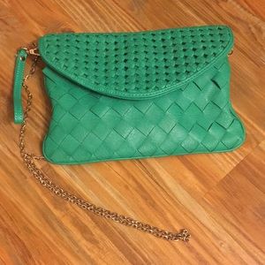 Green leather crossbody bag